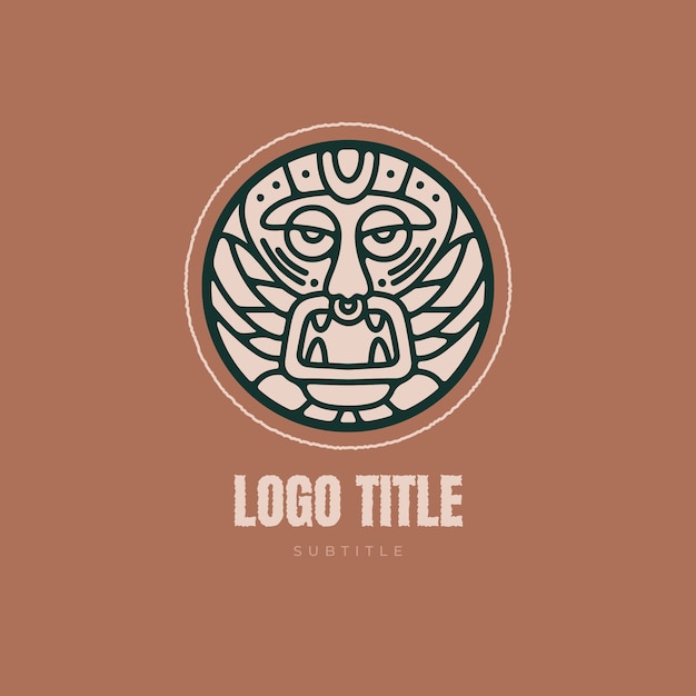 Plik wektorowy ręcznie rysowane szablon logo aztec płaska konstrukcja