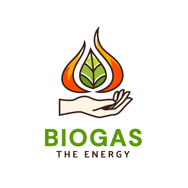 Ręcznie rysowane szablon logo biogazu