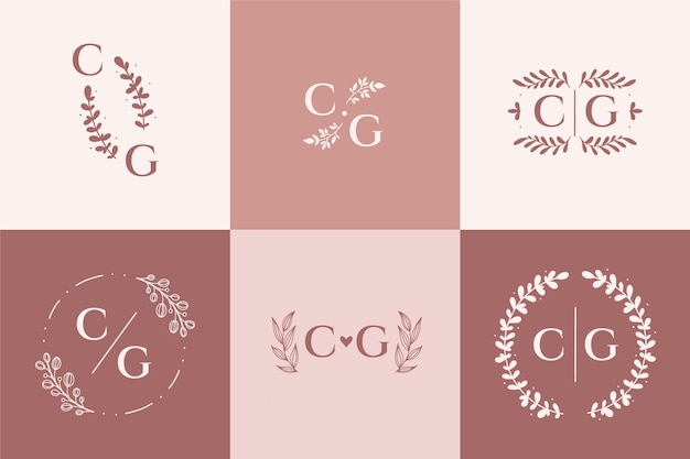 Plik wektorowy ręcznie rysowane szablon logo cg