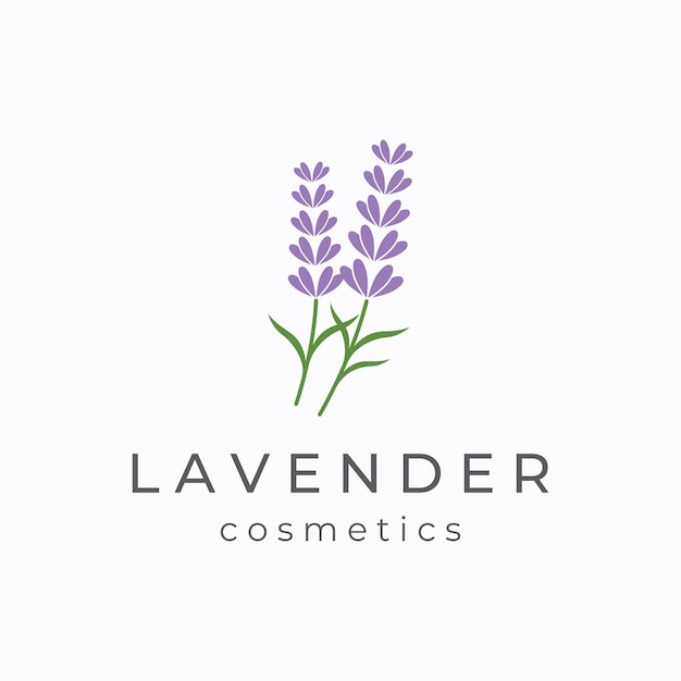 Ręcznie rysowane szablon logo kwiatu lawendy organicznejLogo dla kosmetyku beautyteaoilherb