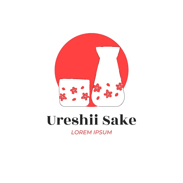 Ręcznie Rysowane Szablon Logo Sake