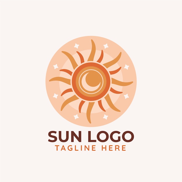 Ręcznie rysowane szablon logo słońca