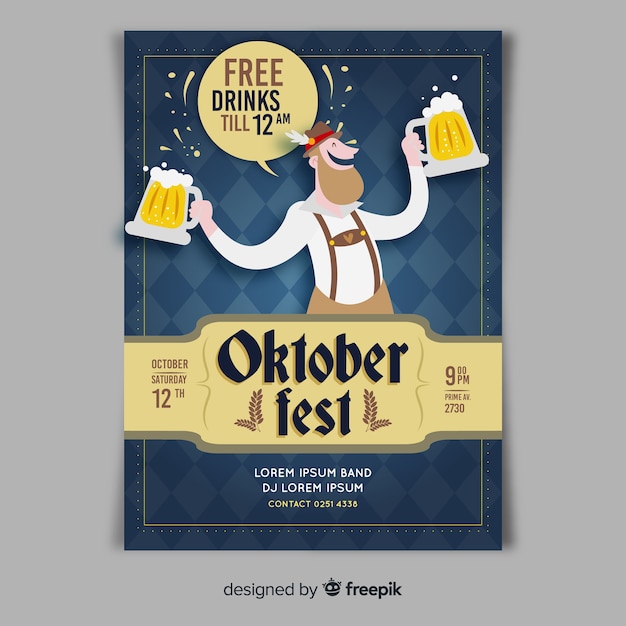 Ręcznie Rysowane Szablon Plakat Oktoberfest