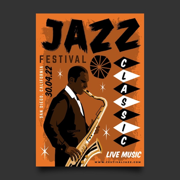 Ręcznie Rysowane Szablon Plakatu Międzynarodowego Dnia Jazzu