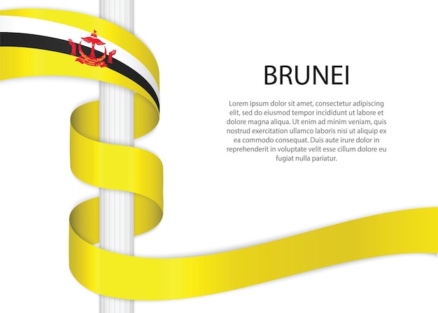 Ręcznie Rysowane Szkic Flaga Brunei. Doodle Styl Wektor Ikona