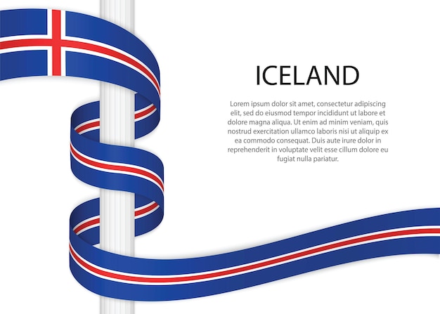Ręcznie Rysowane Szkic Flaga Islandii. Doodle Styl Wektor Ikona