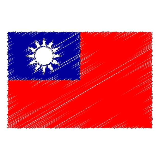 Plik wektorowy ręcznie rysowane szkic flaga tajwanu. doodle styl wektor ikona