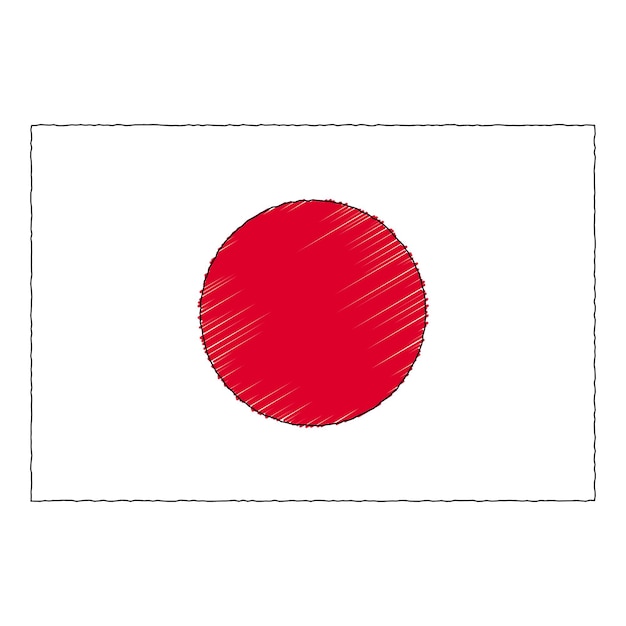 Plik wektorowy ręcznie rysowane szkic flagi japonii. doodle styl wektor ikona