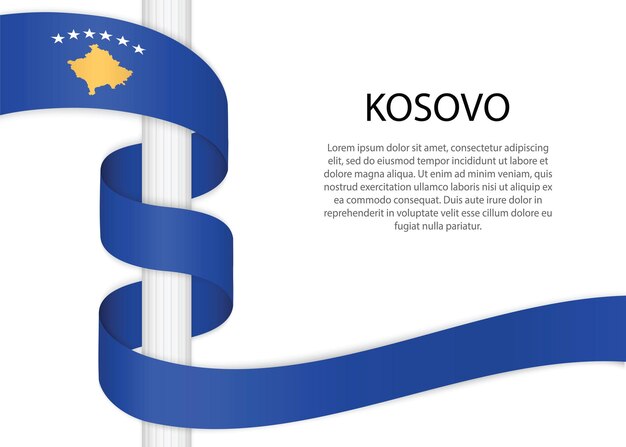 Ręcznie Rysowane Szkic Flagi Kosowa. Doodle Styl Wektor Ikona