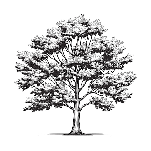 Ręcznie Rysowane Szkic Ilustracja Drzewa Klonowego