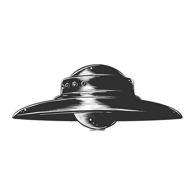 Ręcznie Rysowane Szkic Ufo W Trybie Monochromatycznym