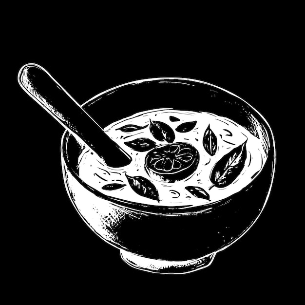 Ręcznie rysowane tajskie jedzenie Tom Yum