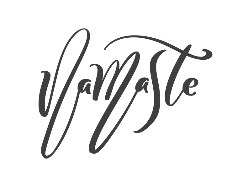 Wektor ręcznie rysowane tekst karta namaste joga piękne powitanie napis plakat porysowany kaligrafia słowo izolowany na białym tle pozytywny cytat nowoczesny pędzel kaligrafia tshirt print