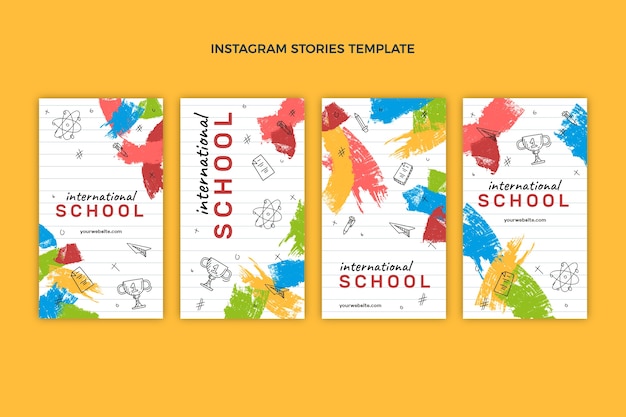 Plik wektorowy ręcznie rysowane tekstury międzynarodowe historie szkolne na instagramie