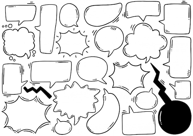 Ręcznie rysowane tła Zestaw ładny dymek w stylu doodle