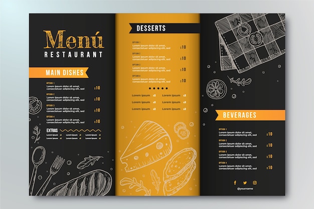 Ręcznie Rysowane Trifold Projekt Menu