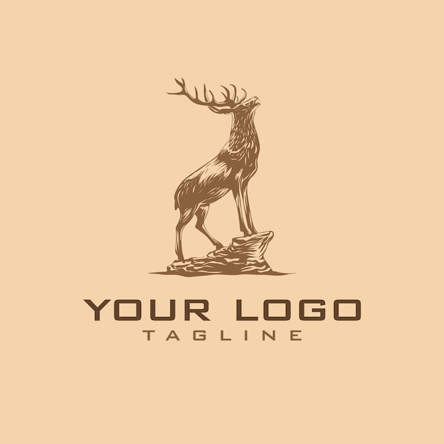 Plik wektorowy ręcznie rysowane vintage logo jelenia