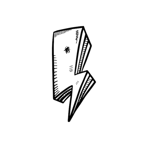 Ręcznie Rysowane Wektor Doodle Elektryczny Piorun Symbol Szkic Ilustracje Grzmot Wektor