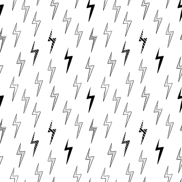 Ręcznie rysowane wektor doodle elektryczny symbol błyskawicy symbol wzór