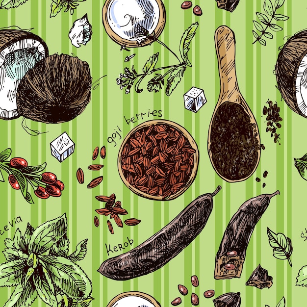 Ręcznie Rysowane Wektor Ilustracja Superfoods