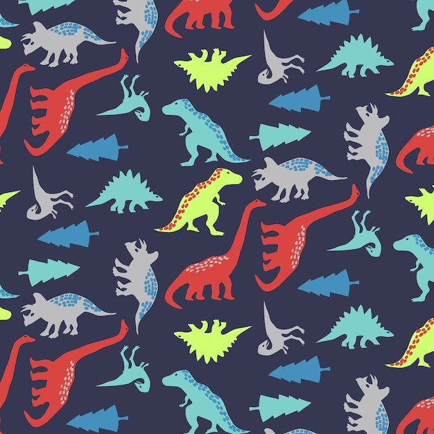 Ręcznie rysowane wektor ładny wzór dinozaura
