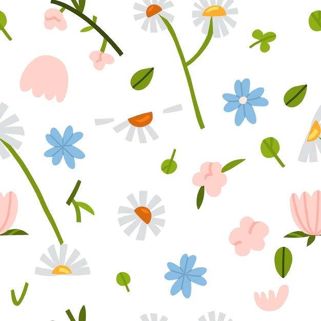Ręcznie rysowane wektor streszczenie grafiki clipart ilustracje wzór kompozycji z abstrakcyjnymi kształtami boho kwiatów liści i rumiankuNowoczesny magiczny projekt naturyOgród botaniczny