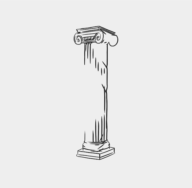 Plik wektorowy ręcznie rysowane wektor streszczenie zarysgrafika sztuka grecka rzeźba starożytna stara linia kolumn nowoczesny rysunekantyczne klasyczne posągi w modnym stylu bohemykoncepcja projektu konspektulogo antycznego posągu