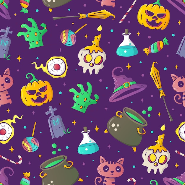 Ręcznie rysowane wektor wzór Halloween