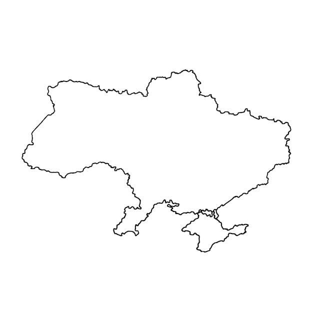 Ręcznie rysowane wektor zarys mapy Ukrainy szkic linii na przezroczystym tle