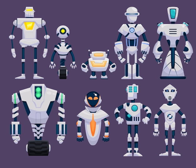 Ręcznie rysowane wektor zestaw kreskówek robotów
