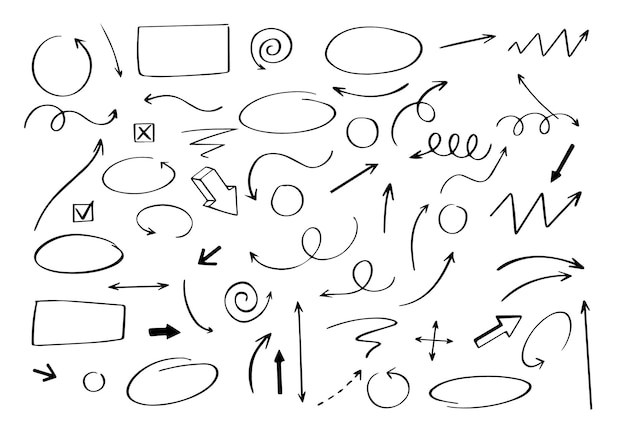 Ręcznie rysowane wektory doodle strzałki