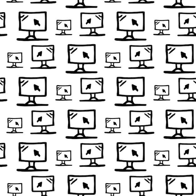 Ręcznie rysowane wzór ekranu. Doodle szkic czarny. Symbol znaku. Element dekoracyjny. Na białym tle. Płaska konstrukcja. Ilustracja wektorowa.