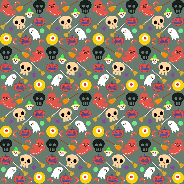 Ręcznie rysowane wzór halloween z halloweenowym tłem