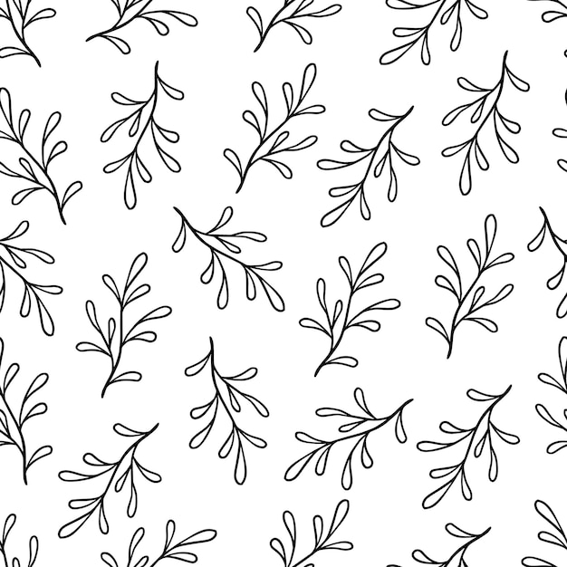 Ręcznie rysowane wzór liścia Doodle prosty styl froral Ilustracja wektorowa tła liścia