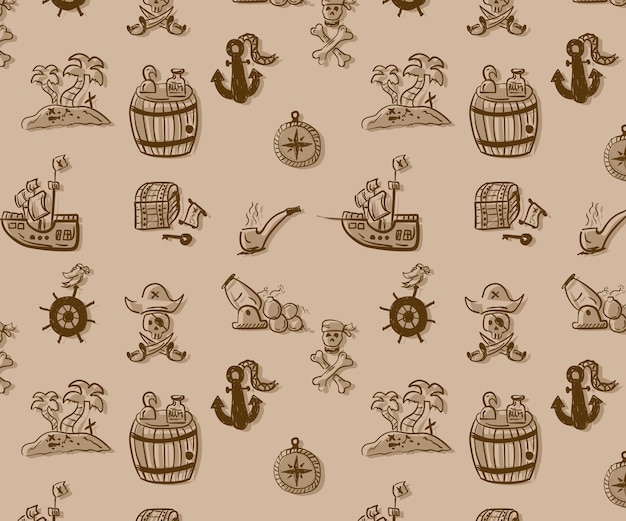 Ręcznie rysowane wzór piratów