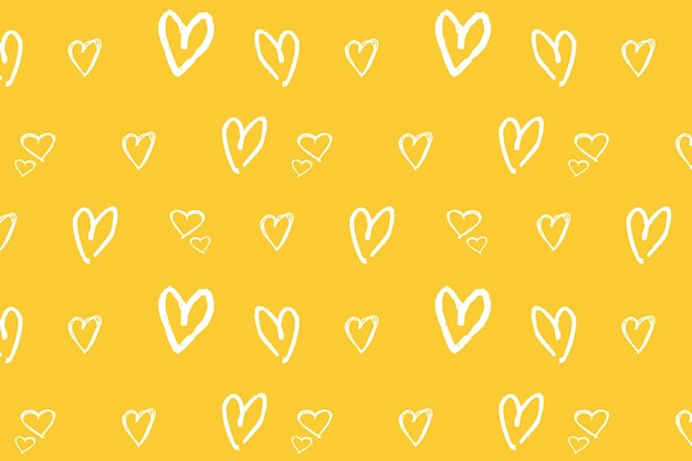 Ręcznie rysowane wzór serca na żółtym tle