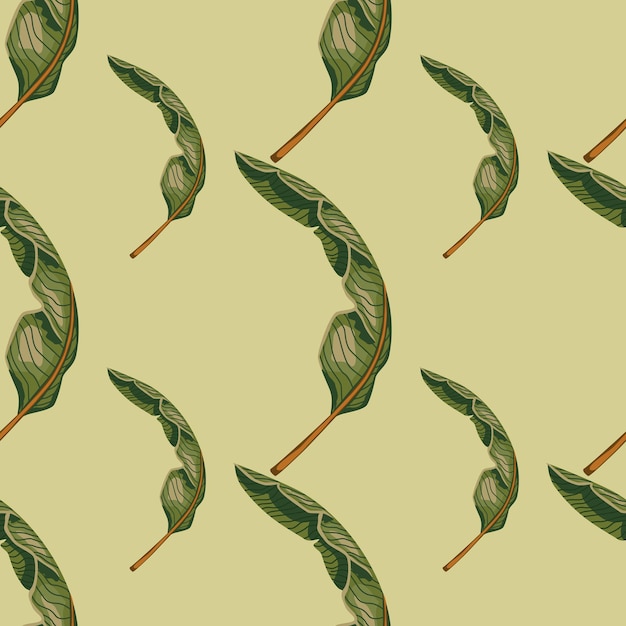 Plik wektorowy ręcznie rysowane wzór z zielonych liści tropikalnych sylwetki wydruku. beżowe tło. ilustracja wektorowa do sezonowych wydruków tekstylnych, tkanin, banerów, teł i tapet.