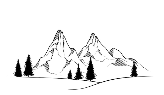 Plik wektorowy ręcznie rysowane z górskiego krajobrazu.