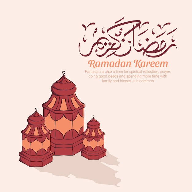 Ręcznie Rysowane Z Karty Z Pozdrowieniami Ramadan Kareem.