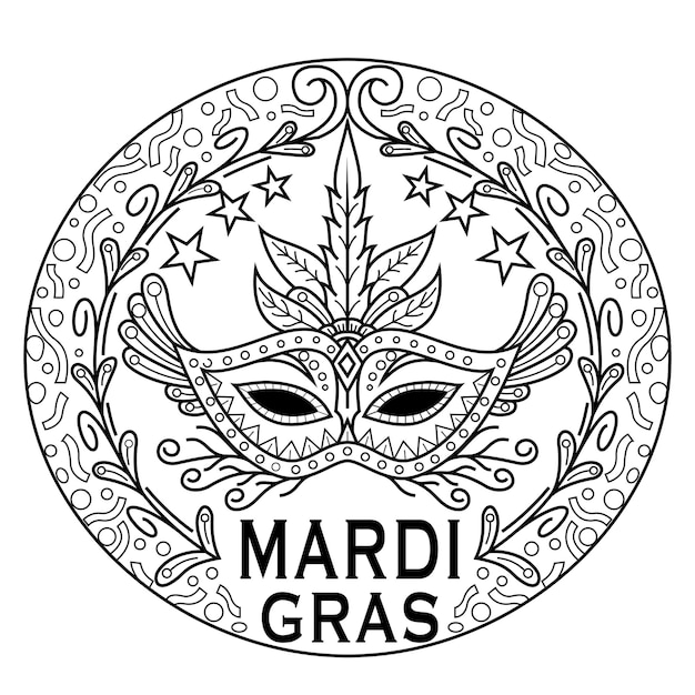 Ręcznie Rysowane Z Mardi Gras W Stylu Zentangle