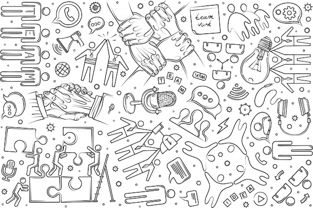 Ręcznie rysowane zespół zestaw doodle tło