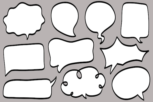 Ręcznie rysowane zestaw dymków na białym tle Doodle element zestawu ilustracji wektorowych