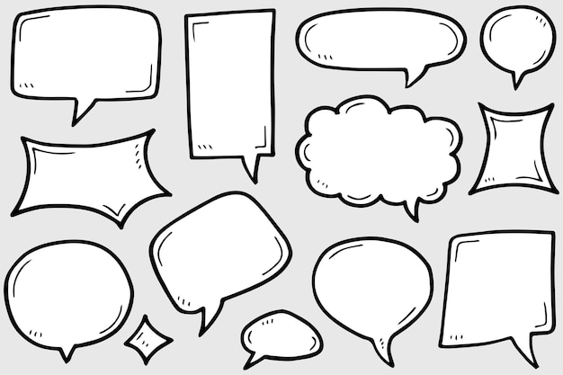 Ręcznie rysowane zestaw dymków na białym tle Doodle element zestawu ilustracji wektorowych