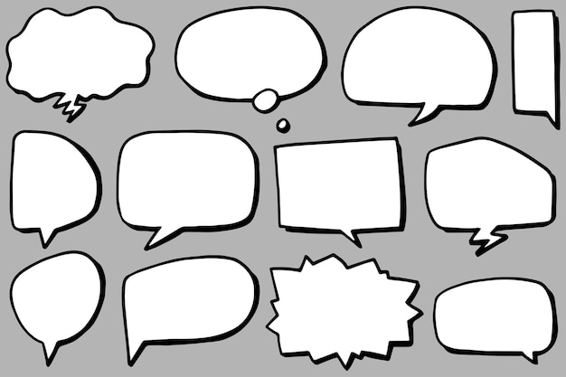 Ręcznie rysowane zestaw dymków na białym tle Doodle element zestawu ilustracji wektorowych