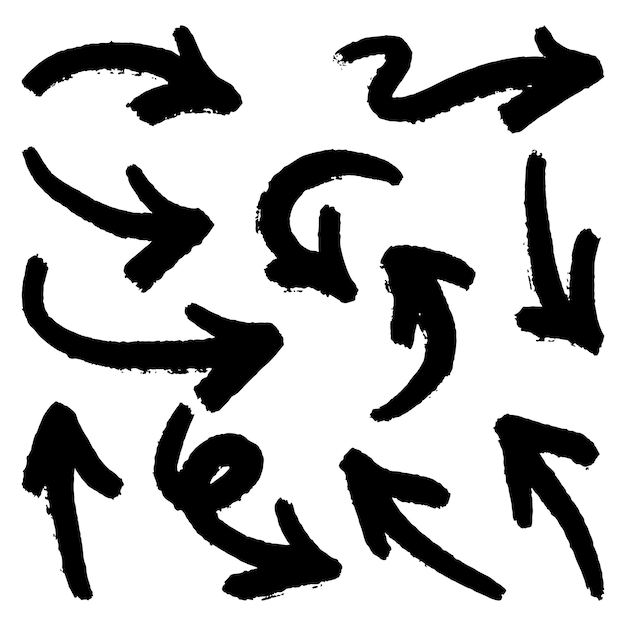 Ręcznie rysowane zestaw ikon strzałki na białym tle Doodle ilustracji wektorowych