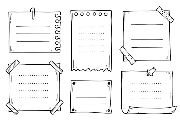 Plik wektorowy ręcznie rysowane zestaw karteczek samoprzylepnych doodle