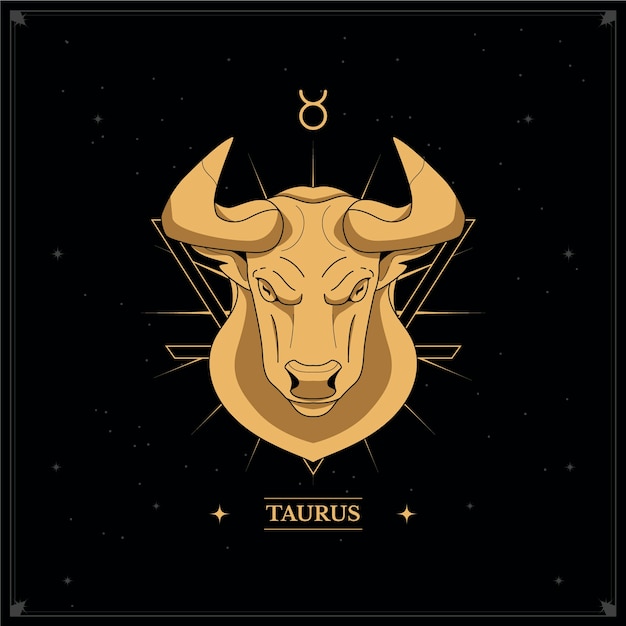 Plik wektorowy ręcznie rysowane złote logo taurus