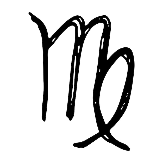 Ręcznie Rysowane Znak Zodiaku Panna Ezoteryczny Symbol Doodle Astrologia Clipart Element Projektu
