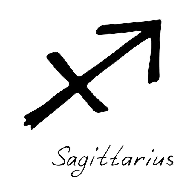 Plik wektorowy ręcznie rysowane znak zodiaku strzelec ezoteryczny symbol doodle astrologia clipart element projektu