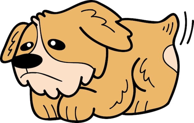 Ręcznie Rysowany Pies Corgi Jest Smutną Ilustracją W Stylu Doodle
